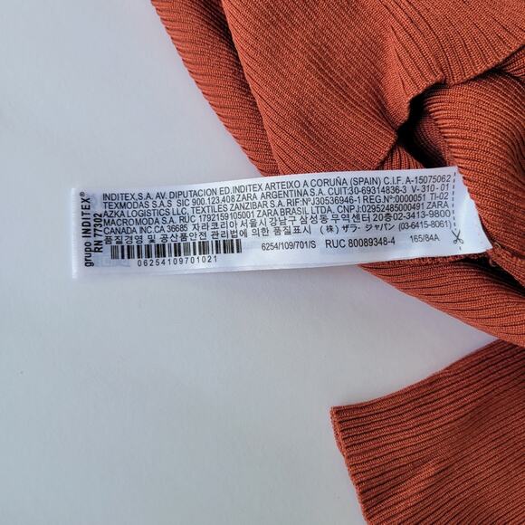 Zara Puff Sleeve Ribbed Sweater in Brick - Picture 5 of 8